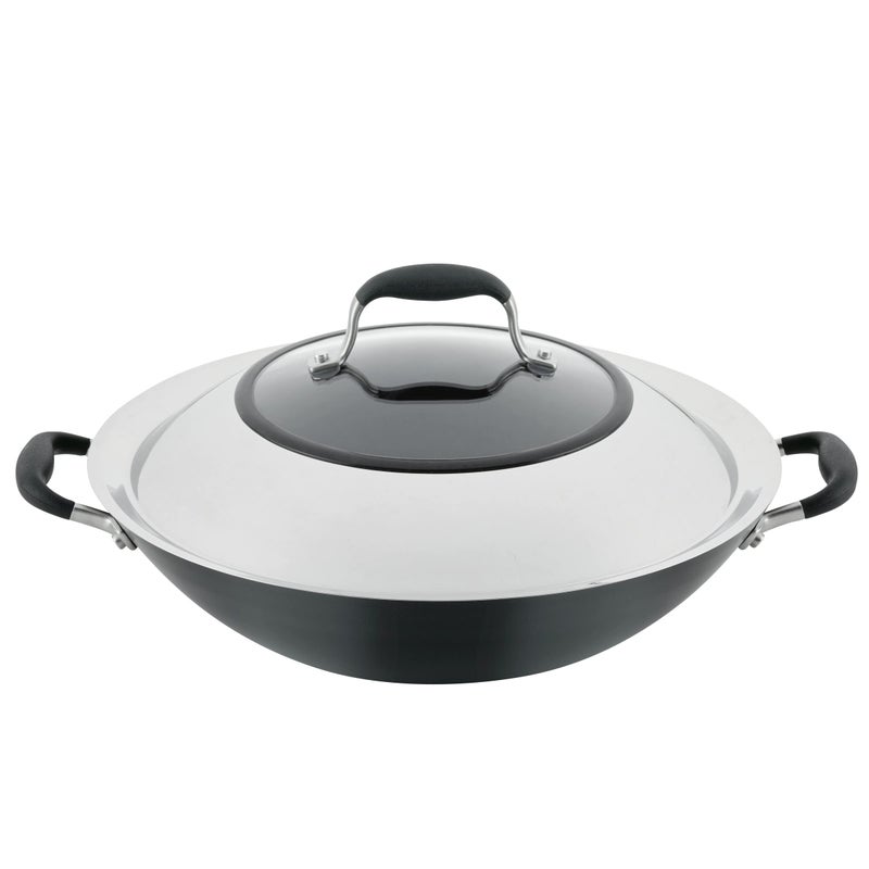 Anolon Advanced Home Hard-Anodized Nonstick Open Stock Cookware- Woks (14-Inch Covered Wok, Onyx) - Image 1
